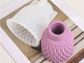 Molde silicona florero rayas onduladas